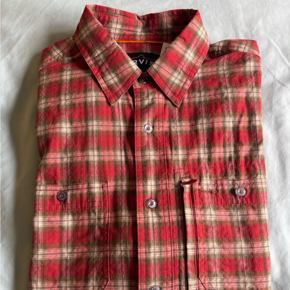 Men’s Orvis Flatcreek Organic Stretch Button Down Shirt Size Medium